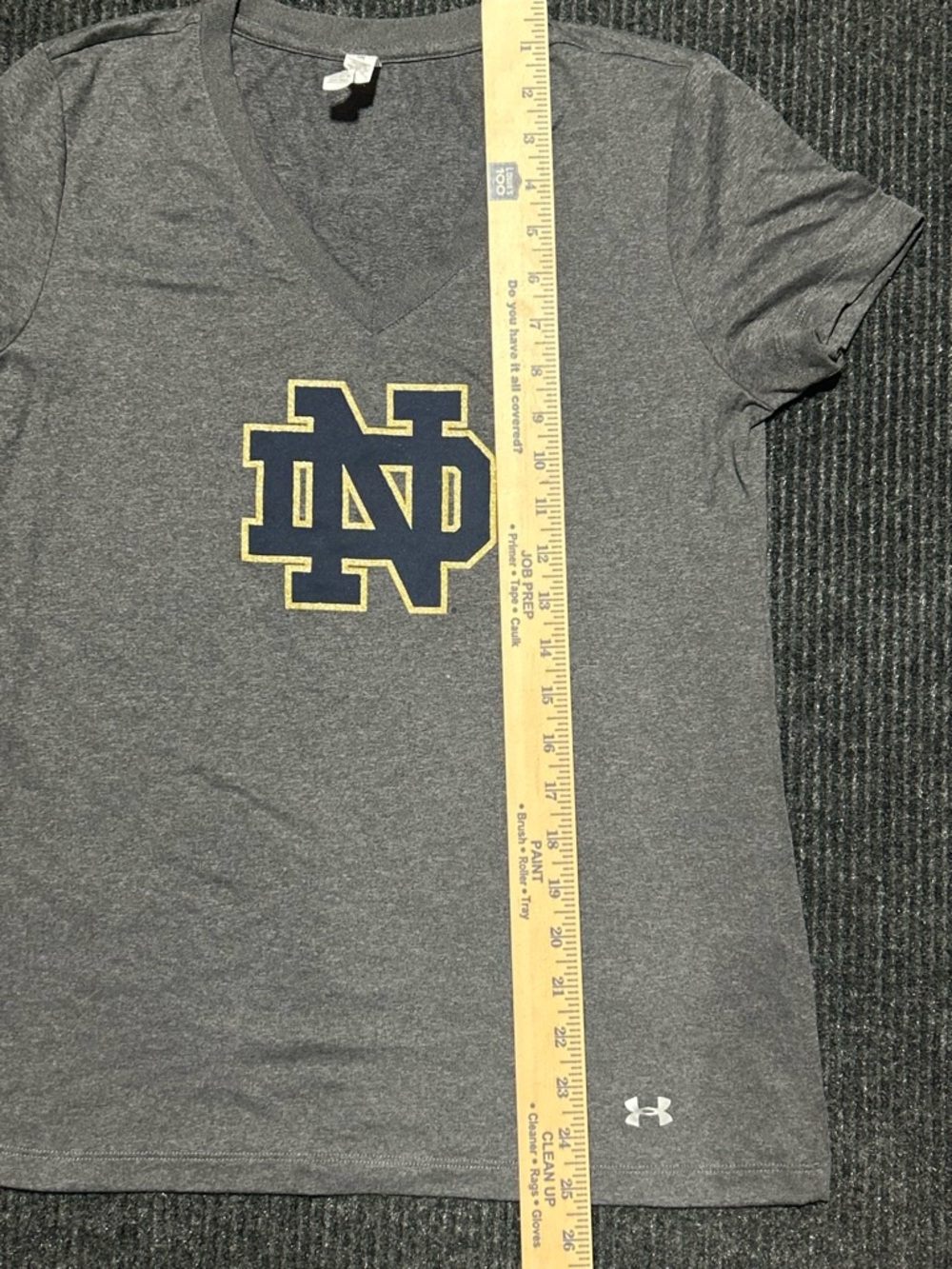 Under Armour Women's Gray V-Neck Notre Dame Logo Tee - Picture 6 of 7